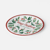 Beautiful Red Green Holly Berry Custom Christmas Pappteller (Schrägansicht)