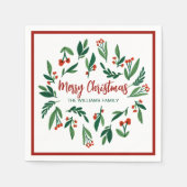 Beautiful Red Green Holly Berry Custom Christmas Serviette (Vorderseite)