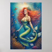Beautiful Red Haired Mermaid III Poster (Vorne)