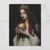 Beautiful Red Haired Woman With a Skull Postkarte (Vorderseite)