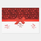 Beautiful Red Hearts Bow Valentine Geschenkpapier Set (Vorderseite)