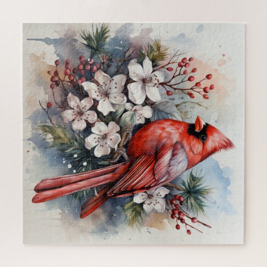 Beautiful Red Kardinal Bird Puzzle (Horizontal)