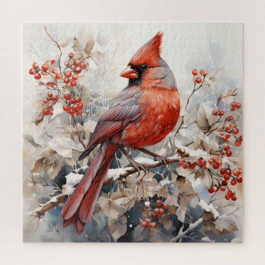 Beautiful Red Kardinal Bird Puzzle (Vertikal)