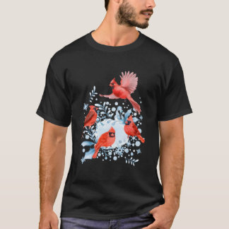 Beautiful Red Kardinal Birds Winter Szene Christma T-Shirt
