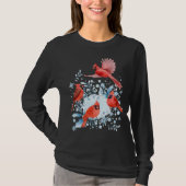 Beautiful Red Kardinal Birds Winter Szene Christma T-Shirt (Vorderseite)