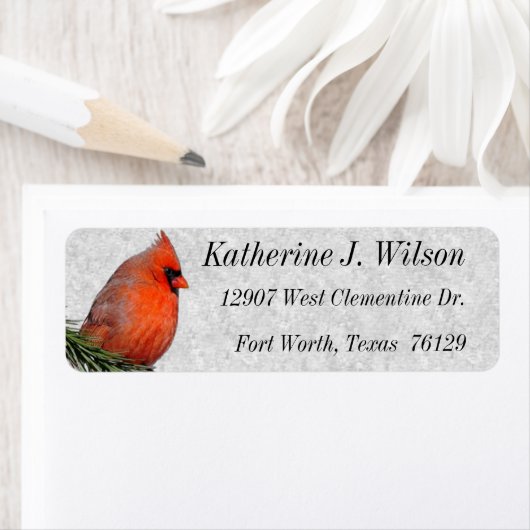 Beautiful Red Kardinal Personal Mailing Labels (Insitu)