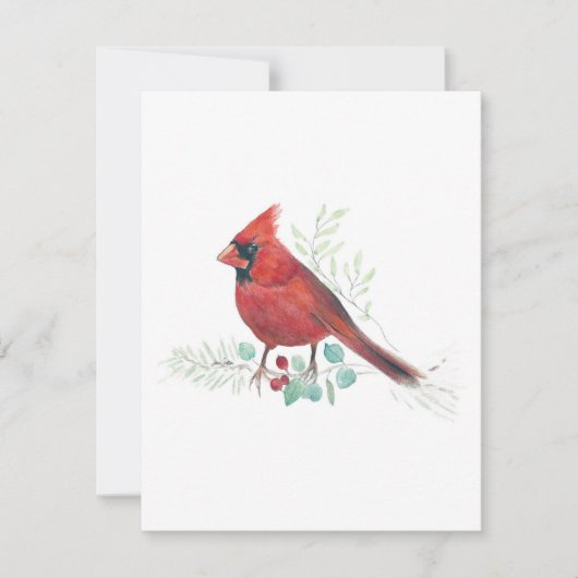 Beautiful Red Kardinal Watercolor Note Card (Vorderseite)