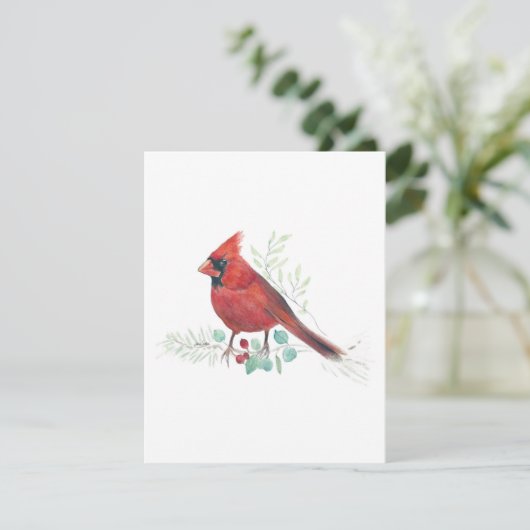 Beautiful Red Kardinal Watercolor Note Card (Stehend Vorderseite)