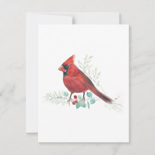 Beautiful Red Kardinal Watercolor Note Card