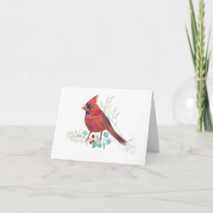 Beautiful Red Kardinal Watercolor Note Card