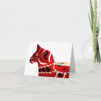 Beautiful Red Orange Swedish Dala Horse Card Dankeskarte