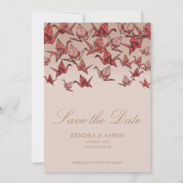 Beautiful Red Origami Paper Crane Save The Date Einladung