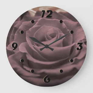 Beautiful red pink roses flowers photo romantic re große wanduhr