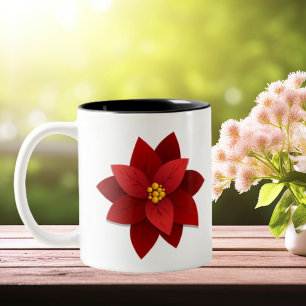 Beautiful Red Poinsettia Blume Weihnachten Zweifarbige Tasse