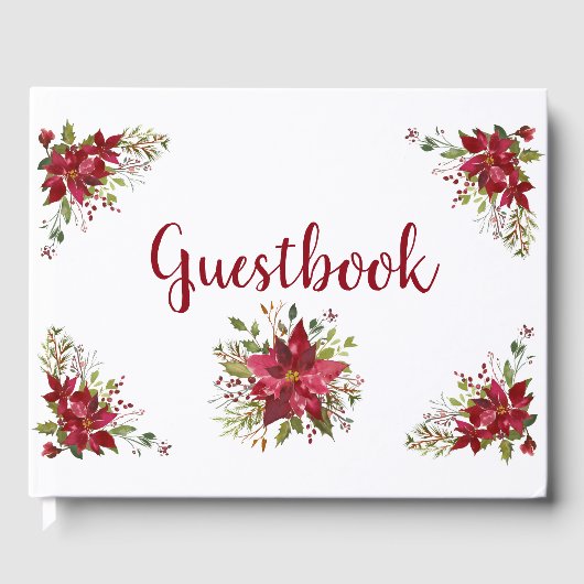 Beautiful Red Poinsettias Guestbook Gästebuch (Vorderseite)