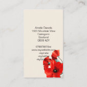 Beautiful Red Poppy Business Card Visitenkarte (Rückseite)