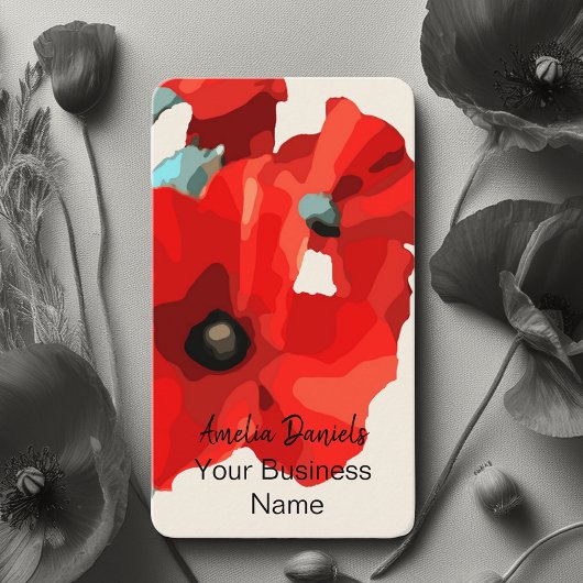 Beautiful Red Poppy Business Card Visitenkarte