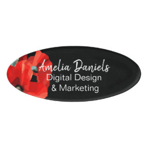 Beautiful Red Poppy ID Abzeichen Namenschild