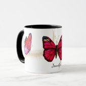 Beautiful Red Violet Gold Glitzer Butterfly Tasse (Vorderseite Links)