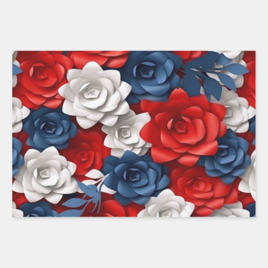 Beautiful Red White Bllower Garden Floral USA Geschenkpapier Set (Vorderseite 2)