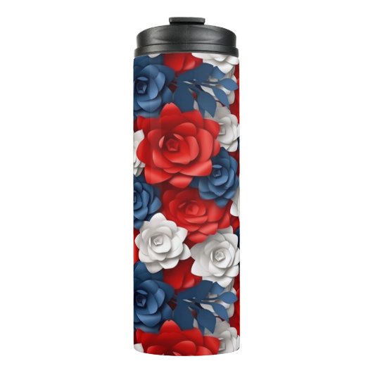 Beautiful Red White Bllower Garden Floral USA Thermosbecher (Vorderseite)