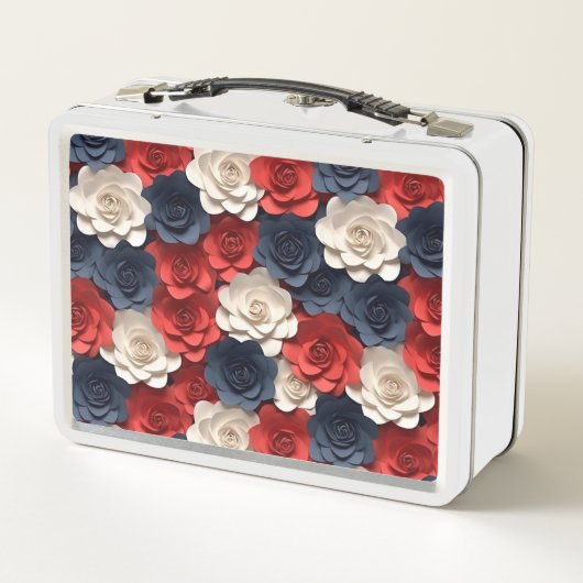 Beautiful Red White Bllower Garden USA Metall Brotdose (Rückseite)