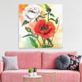 Beautiful Red White Blume Canvas Print Poppies Leinwanddruck (Insitu (Wohnzimmer))