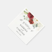 Beautiful Red White Floral Gold Confetti Wedding Serviette (Ecke)