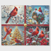 Beautiful Red Winter Cardinals Wrapping Paper Geschenkpapier (Flach)