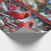 Beautiful Red Winter Cardinals Wrapping Paper Geschenkpapier (Ecke)