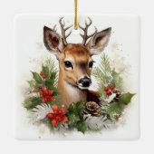Beautiful Reindeer Christmas Holiday Keramikornament (Rückseite)