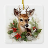 Beautiful Reindeer Christmas Holiday Keramikornament (Vorderseite)