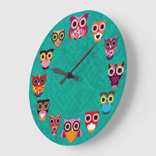 Beautiful Retro Owl Clock Große Wanduhr (Winkel)