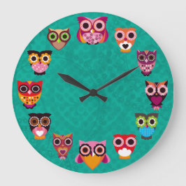Beautiful Retro Owl Clock Große Wanduhr