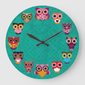 Beautiful Retro Owl Clock Große Wanduhr (Vorderseite)