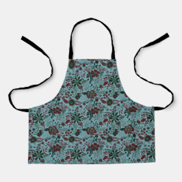 Beautiful retro style blue pastel floral pattern schürze