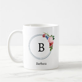 Beautiful Romantic Spring Monogram Flowers Kaffeetasse