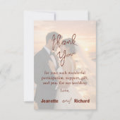 Beautiful Romantic Wedding Vows Sunset Beach Dankeskarte (Rückseite)