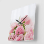 Beautiful Rose Bouquet Quadratische Wanduhr (Winkel)