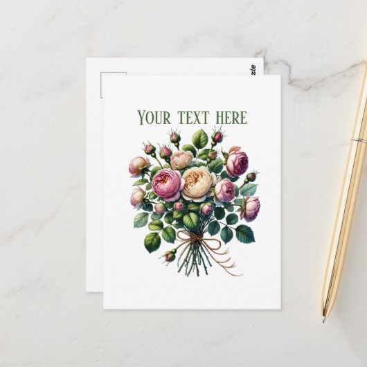 Beautiful rose bundle customizable postkarte (Vorderseite/Rückseite Beispiel)