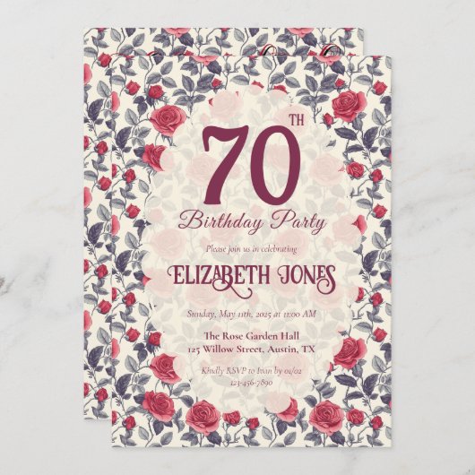 Beautiful Rose Themed Beach Party Einladung (Vorne/Hinten)