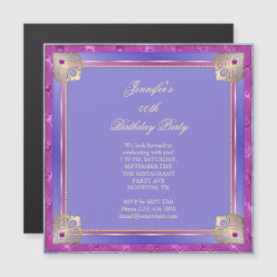 Beautiful Royal Blue & Fushcia Gold Drehung Geburt Magneteinladung