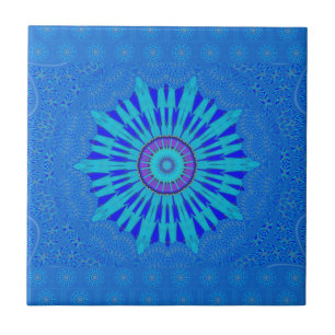 Beautiful Royal Blue Mandala Kunst, Dichtung und M Fliese