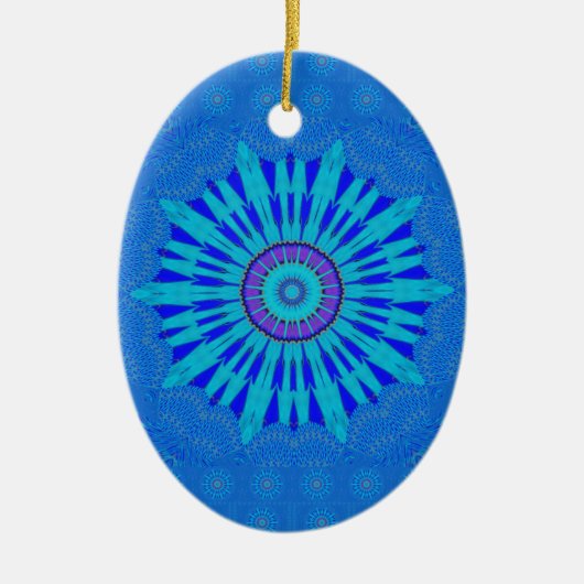 Beautiful Royal Blue Mandala Kunst, Dichtung und M Keramikornament (Vorne)