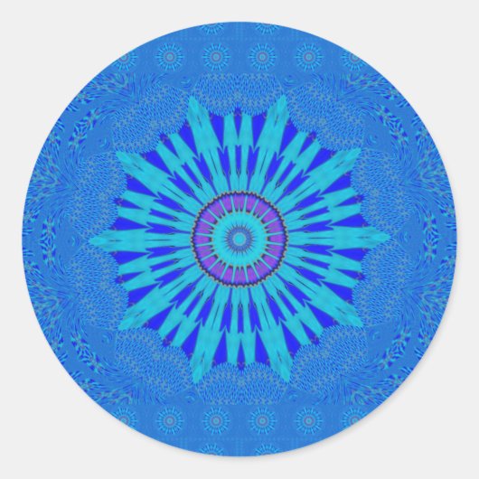 Beautiful Royal Blue Mandala Kunst, Dichtung und M Runder Aufkleber (Vorderseite)