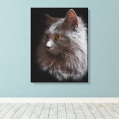 Beautiful Russian Blue Gray Cat Nebelung Leinwanddruck (Insitu (Holzboden))