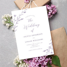 Beautiful Rustic Lavender Wildblume Boho Wedding Einladung