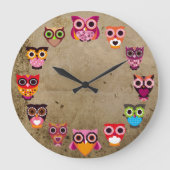 Beautiful Rustic Owls Große Wanduhr (Vorderseite)