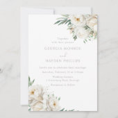 Beautiful Sage Leaf & White Flower Wedding Einladung (Vorderseite)
