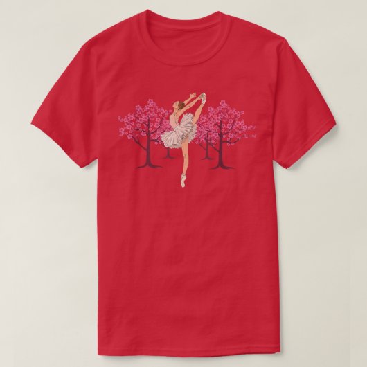 Beautiful Sakura Cherry Blossom En Pointe Ballerin T-Shirt (Design vorne)